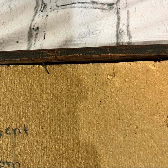 vintage old framed print Baby in high chair eating fruit wooden frame 8.5’x12’ - Picture 9 of 12